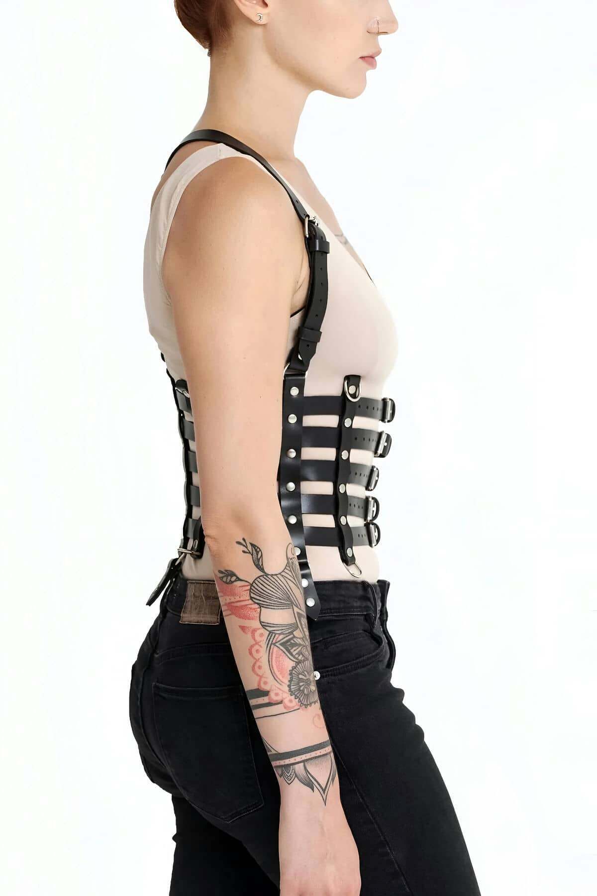 Beşli Bağlamalı Deri Göğüs Harness - APFT630