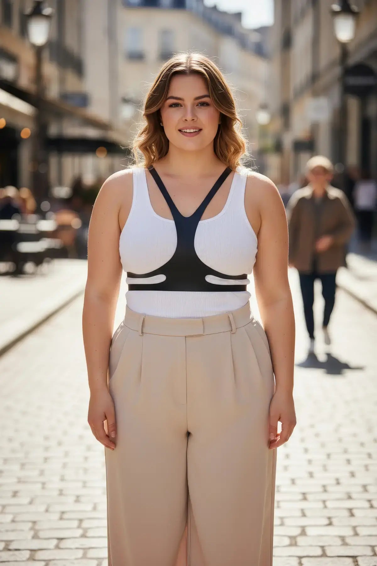 Büyük Beden Siyah Kadın Kemer Harness Stil Deri Vücut Aksesuarı - APFT1374