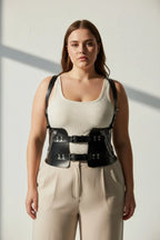 Büyük Beden Siyah Kadın Kemer Korse Görünümlü Zincir Detaylı - APFT1300