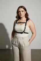 Büyük Beden Siyah Kadın Kemer Korse Stil Deri Vücut Aksesuarı - APFT1269