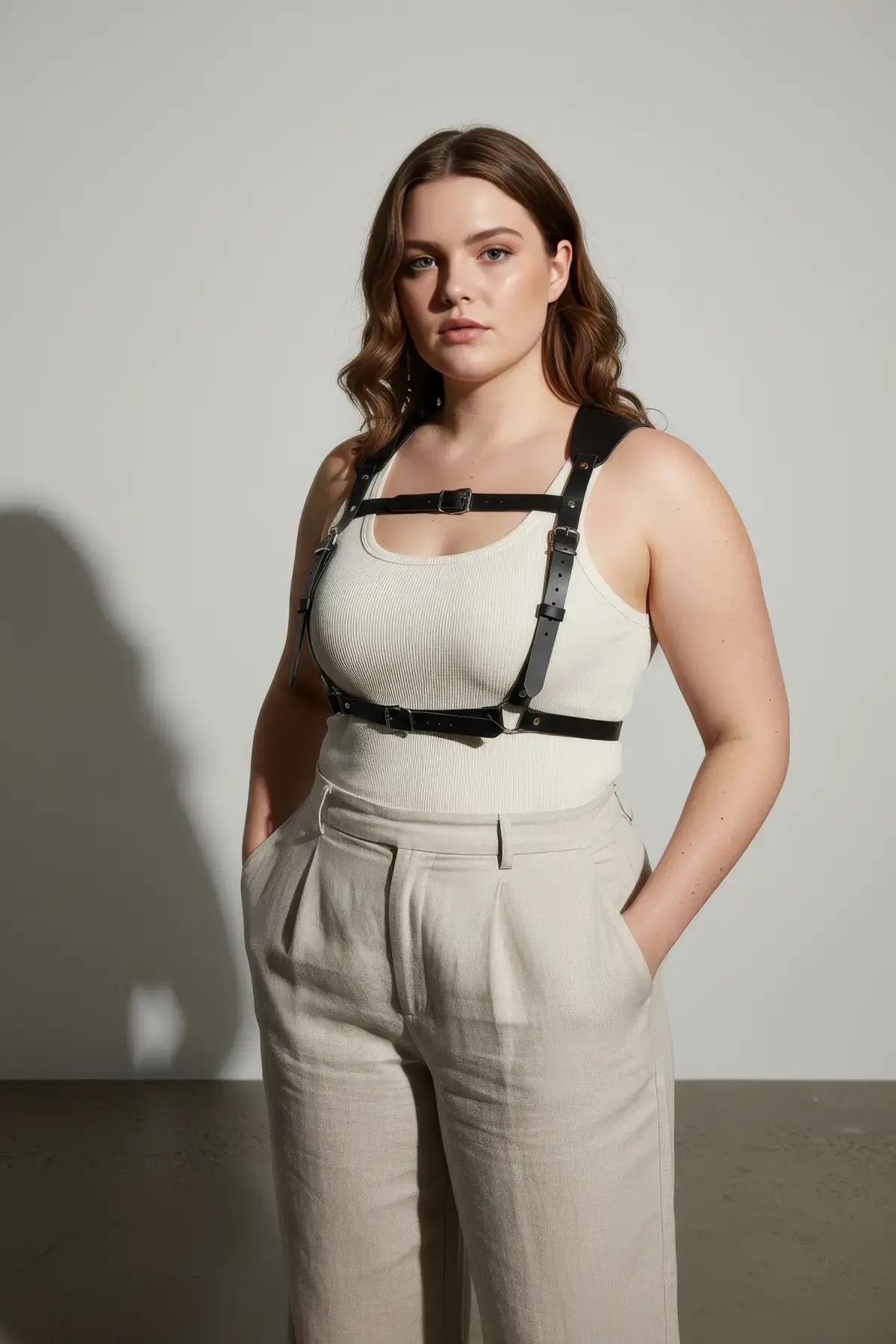 Büyük Beden Siyah Kadın Kemer Korse Stil Deri Vücut Aksesuarı - APFT1269