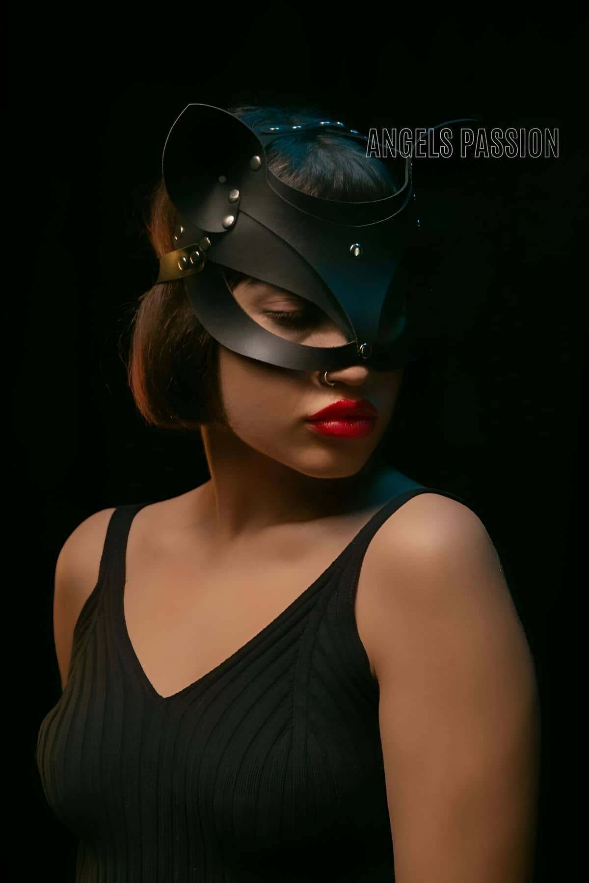 Deri Kedi Maskesi - Deri Maske - Seksi Maske - APFT558