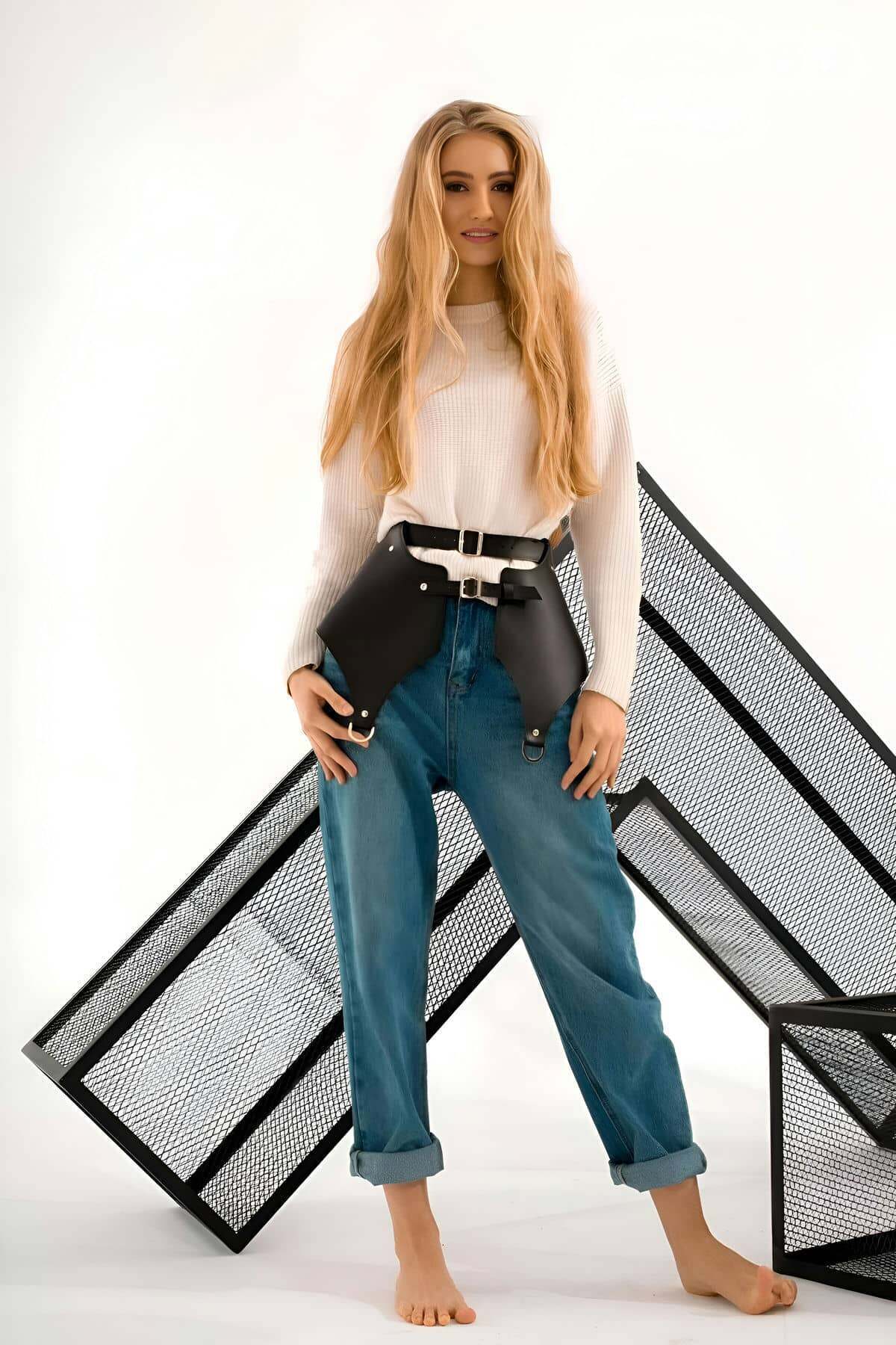 Günlük Kullanıma Seksi Deri Etek Harness - APFT1119