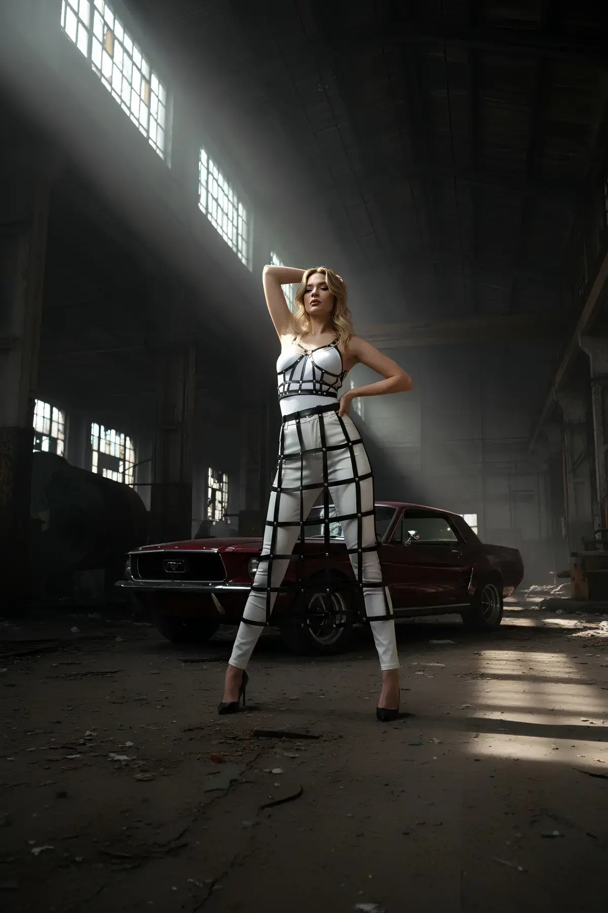 Siyah Etek Kafes Detaylı Etek Midi Boy Deri Etek - APFT1013